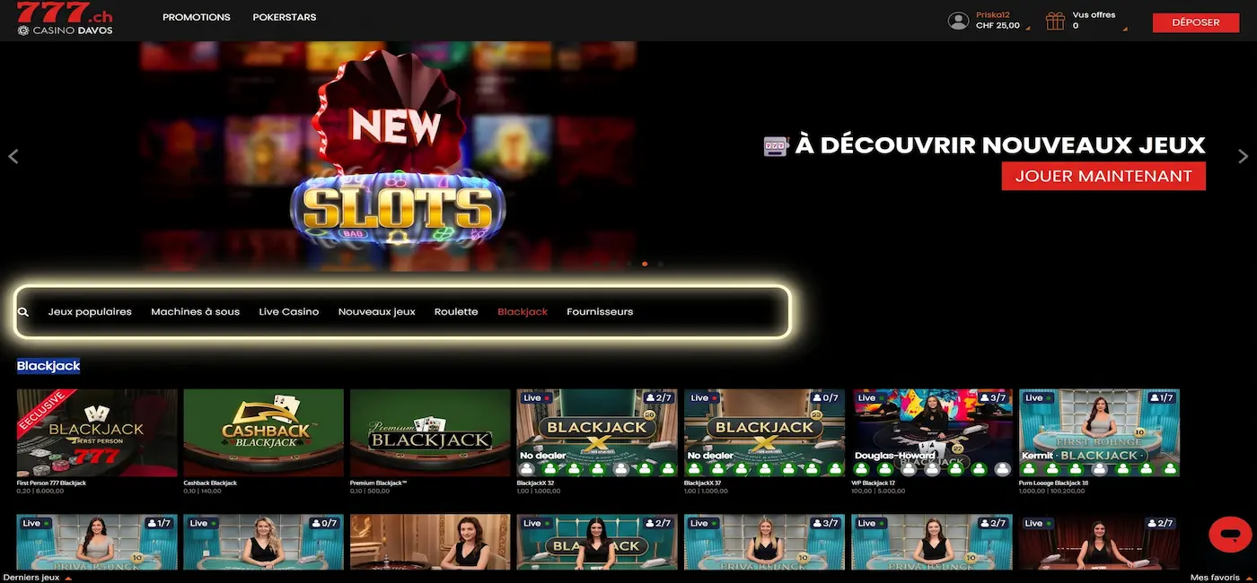 Jeux de casino en ligne suisse
